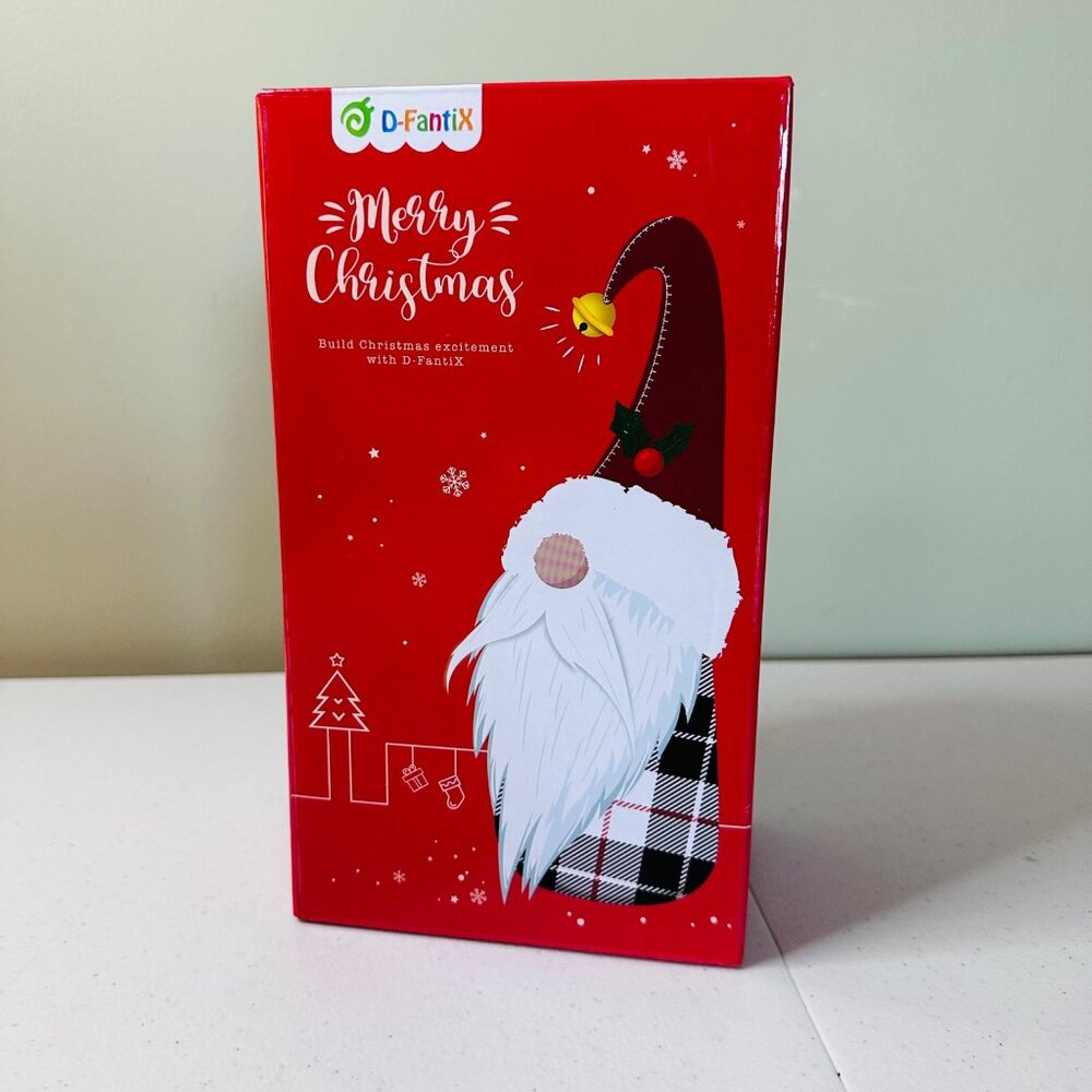 Plaid Fabric Christmas Gnome Plush With Red Hat & White Beard For Holiday Decor
